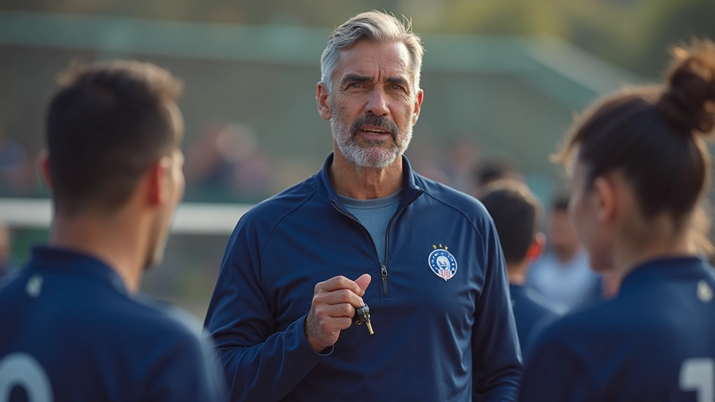 مدرب كرة طائرة يشرح تقنيات التدريب الحديثة لمجموعة من اللاعبين المحترفين